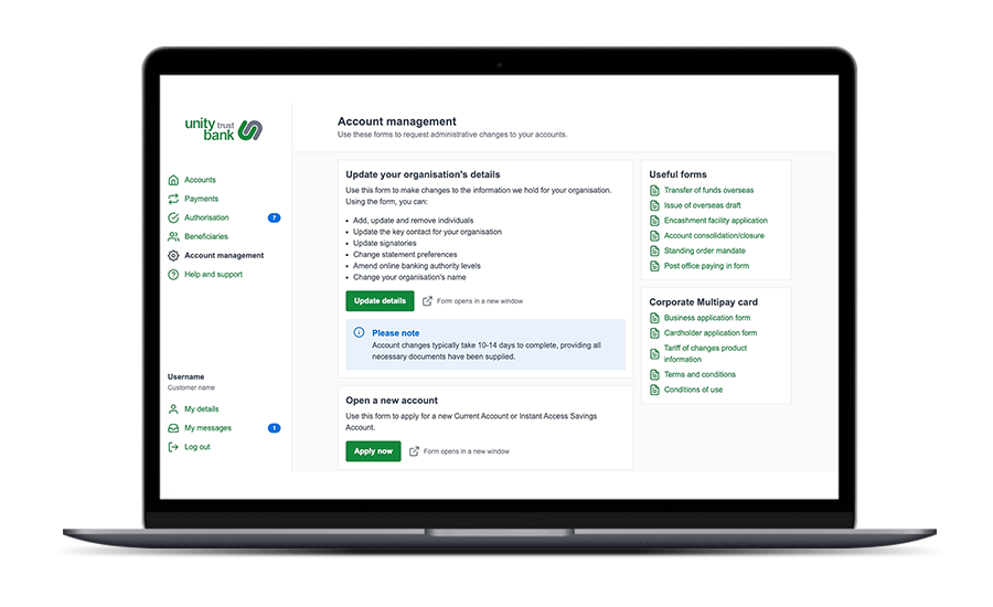 online banking account management