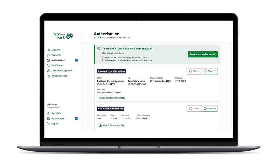 online banking authorisation