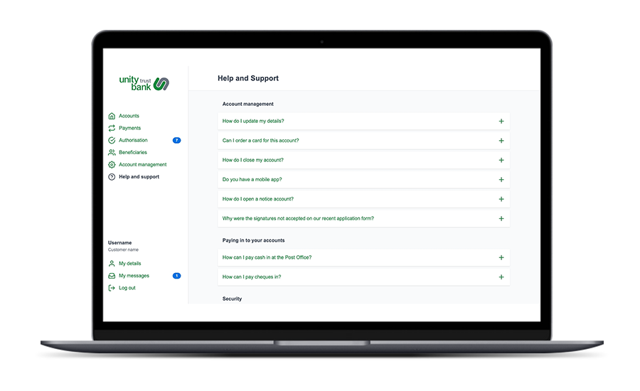 online banking help and support