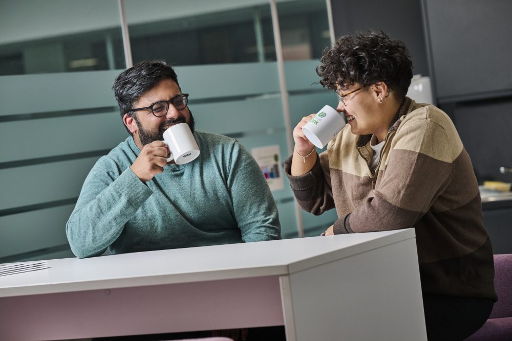 Two colleagues on a coffee break